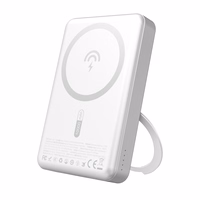 Dudao K28 10000mAh PD 22.5W Magnetinė išorinė baterija su metaliniu dėklu ir žiedo stovu - sidabrinė