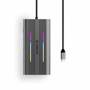 Orico XCR 12in1 RGB USB-C Docking Station 3x USB-A USB-C PD 100W HDMI 4K VGA RJ45 Gigabit SD and microSD Card Reader - Gray
