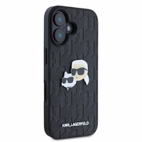 Karl Lagerfeld Monogram Karl & Choupette Head Pin Dėklas telefonui iPhone 16 Plus - juodas