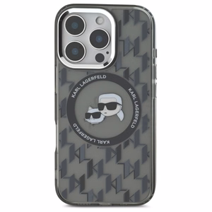 Karl Lagerfeld IML Monograma Karl & Choupette Head Magnetinis dėklas telefonui iPhone 16 Pro - juodas