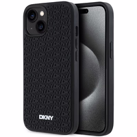 DKNY 3D Guminis dėklas su pasikartojančiu raštu iPhone 15/14/13 - juodas