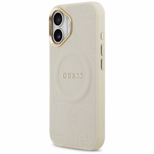 GUESS dėklas telefonui IPHONE 17, suderinamas su MagSafe GUHMP17SPSAMSECE (PU su bijūno karštu antspaudu) smėlinis