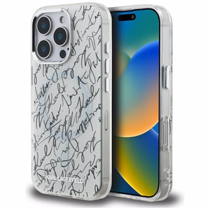 Karl Lagerfeld IML Karl Script raštas Magnetinis dėklas telefonui iPhone 16 Pro - baltas