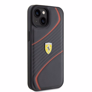 Ferrari FEHCP15SPTWK iPhone 15 6.1" juodas/juodas kietas dėklas Twist Metal Logo
