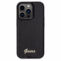 Guess Sequin Script Metal dėklas telefonui iPhone 14 Pro - juodas