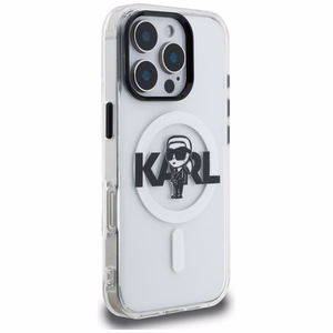 Karl Lagerfeld IML Karl Sketch Logo MagSafe dėklas iPhone 16 Pro Max - skaidrus