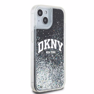 DKNY skystojo blizgučio didelio logotipo dėklas telefonui iPhone 15 Plus / 14 Plus - juodas