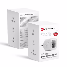 FORCELL F-ENERGY EU02 išmanusis kištukas 230V su WiFi, programuotoju ir Tuya/Amazon Alexa palaikymu - baltas