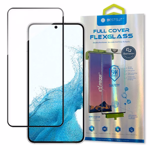 Bestsuit 3D Edge Nano Flexi Glass stiklo plėvelė visas ekranas grūdintas stiklas su rėmeliu Samsung Galaxy S22 skaidrus