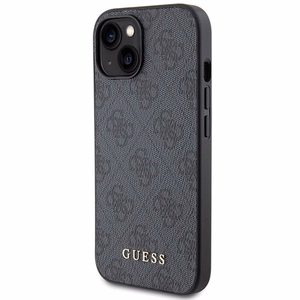 Guess 4G Metal Gold Logo dėklas telefonui iPhone 15 - pilka