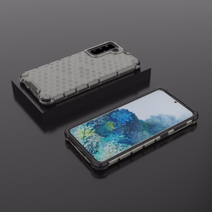 Korinio dizaino dėklas šarvuotas dangtis su geliniu rėmeliu Samsung Galaxy S22 + (S22 Plus) juodas