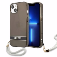 Guess GUHCP13SHTSGSK iPhone 13 mini 5.4" juodas/juodas kietasis dėklas su permatomu dizainu Stap