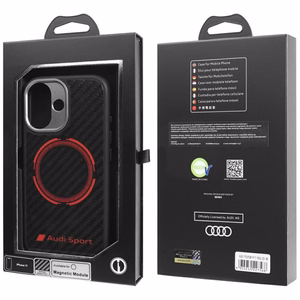 Audi RSQ Anglies pluošto Sportinis raudonas apskritimas Magnetinis dėklas telefonui iPhone 17 - juodas