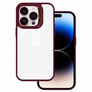 Dėklas telefonui Tel Protect Kickstand su kamera stiklu (objektyvu) Iphone 12 Pro bordo