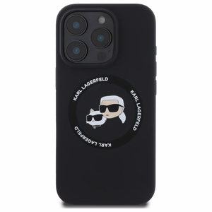 Karl Lagerfeld KLHMP16XSKCHTCK iPhone 16 Pro Max 6.9" kietasis silikoninis dėklas telefonui su Karl & Choupette spauda ir Magnetine MagSafe funkcija, juodas