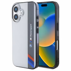 BMW Motosport IML vertikali juosta iPhone 16 dėklas - pilkas