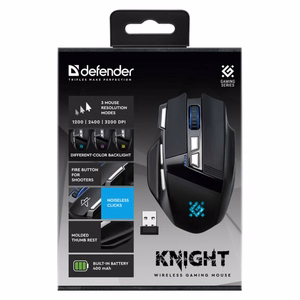 DEFENDER GM-885 Knight belaidė žaidimų pelė, 3200 dpi, 8 mygtukai, juoda