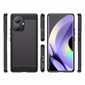 Carbon Case dėklas Realme 10 Pro+ lankstus silikoninis anglies dangtelis juodas