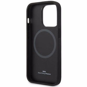 Dėklas telefonui BMW BMHMP14L22RPSK iPhone 14 Pro 6.1" juodas/juodas odos sėdynių raštas MagSafe
