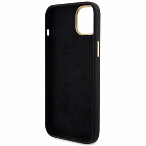 Guess silikoninis Logo Strass 4G dėklas telefonui iPhone 15 - juodas