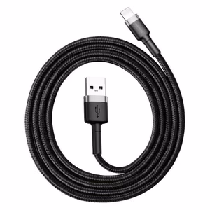 USB kabelis Baseus Cafule USB-A to Lightning 2.4A 1.0m pilkas-juodas CALKLF-BG1