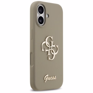 Guess Silikoninis didelis 4G užrašas dėklas iPhone 17 - rudas