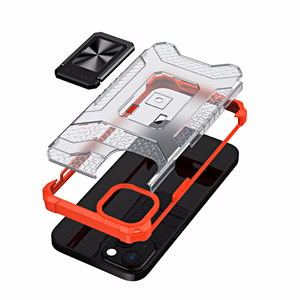 Kristalinis žiedinis dėklas su stovu tvirtas apsauginis dangtelis iPhone 13 mini raudonas