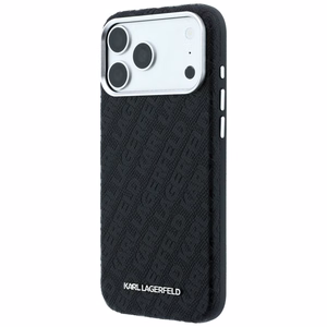 Dėklas Karl Lagerfeld PU Grained Allover Semi Wrap MagSafe Apple iPhone 18 Pro Max juodas