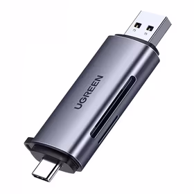 Atminties kortelių skaitytuvas Ugreen CM185 USB-A 3.0/USB-C 3.1 to TF/SD (50706) pilkas