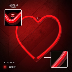 Neon LED Light HEART raudonas Bat + USB FLNE07 Forever Light