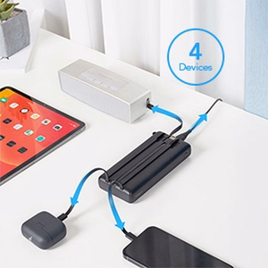 VEGER Išorinė baterija 20000 mAh su įmontuotu kabeliu Micro USB / Type C / Lightning C20 (W2047 / W2059) juoda