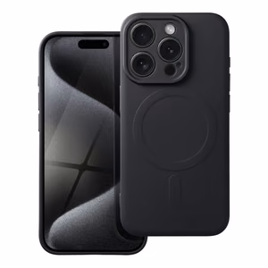 Dėklas Silicone Mag Cover (MagSafe) skirtas iPhone 15 Pro juodas
