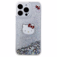 Hello Kitty skysto blizgučio pakabukai Kitty Head dėklas telefonui iPhone 15 Pro Max - sidabrinis