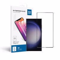 Apsauginis stiklas Blue Star - SAMSUNG Galaxy S23 Ultra pilnas paviršius (pilnas klijavimas/draugiškas dėklui) - juodas Apsauginis stiklas Blue Star