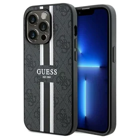 Guess 4G Printed Stripes Magnetinis dėklas telefonui iPhone 15 Pro Max - juoda