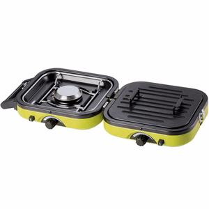 Meva DUAL COMPACT + GRILL turistinė dujinė viryklė, skirta dujų kasetėms, sulankstomas 2 degiklių modelis su kepimo plokšte