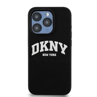 DKNY Liquid Silicone White Printed Logo MagSafe Dėklas telefonui iPhone 15 Pro - juodas (m)