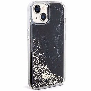 Guess Liquid Glitter Marble dėklas telefonui iPhone 14 - juodas