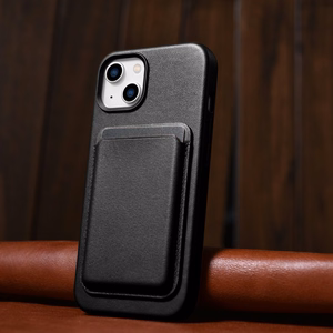 iCarer Dėklas Odinis viršelis iPhone 14 Plus natūralios odos dėklas juodas (suderinamas su MagSafe)