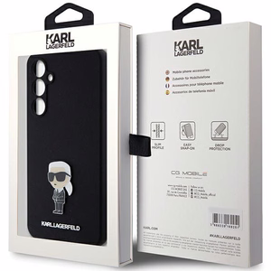 Karl Lagerfeld silikoninis Ikonik Metal Pin dėklas telefonui Samsung Galaxy S23 FE - juodas