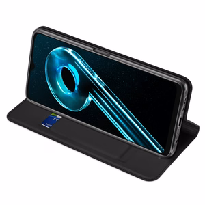 Dux Ducis Skin Pro dėklas Realme 10 5G / Realme 9i 5G atverčiamas kortelių dėklas su stovu – juodas