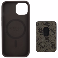 Guess 4G Stripes dėklas su Magnetinė pinigine iPhone 15 - rudas