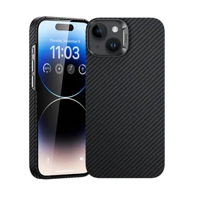 Benks Magnetinis Armor Air Kevlar dėklas telefonui iPhone 15 Plus su metaliniu rėmu 600D (m) - juodas