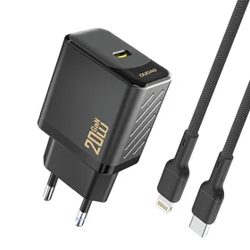 Dudao A26LEU PD 20W GaN USB-C Wall Įkroviklis with USB-C to Lightning Laidas - Juodas