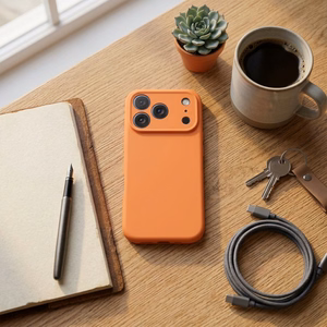 Dėklas iPhone 17 Pro Max / 18 Pro Max (žemas kameros kraštas) Forcell F-Protect Rubber Premium, suderinamas su MagSafe, oranžinis