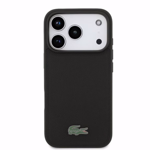 Dėklas Lacoste PVC Iconic Petit Pique Metal Logo MagSafe Apple iPhone 18 Pro juodas