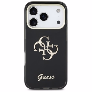 Guess IML 4G Script Metal dėklas for iPhone 17 Pro - juodas
