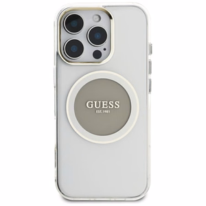 Guess IML Metal Colored Circle Classic Logo Magnetinis dėklas telefonui iPhone 16 Pro Max - pilkas