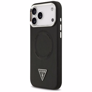 Guess Trikampio logotipo magnetinis dėklas iPhone 17 Pro - juodas