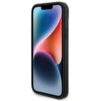 Ferrari dygsniuotas metalo logotipa dėklas iPhone 15 Plus – juodas